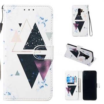 Triangle Marble Smooth Leather Phone Wallet Case for Samsung Galaxy S9 Plus(S9+)