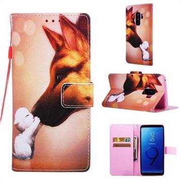 Hound Kiss Matte Leather Wallet Phone Case for Samsung Galaxy S9 Plus(S9+)