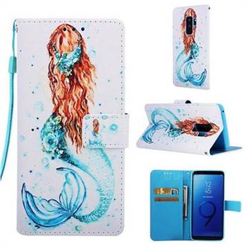 Mermaid Matte Leather Wallet Phone Case for Samsung Galaxy S9 Plus(S9+)