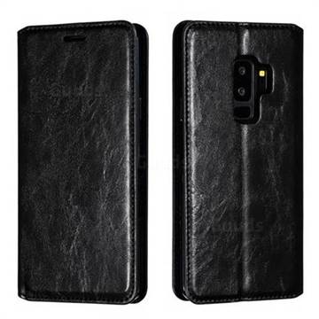 Retro Slim Magnetic Crazy Horse PU Leather Wallet Case for Samsung Galaxy S9 Plus(S9+) - Black