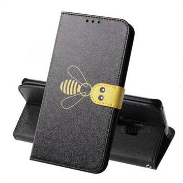 Silk Texture Bee Pattern Leather Phone Case for Samsung Galaxy S9 Plus(S9+) - Black
