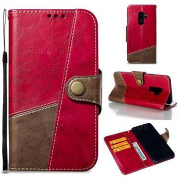 Retro Magnetic Stitching Wallet Flip Cover for Samsung Galaxy S9 Plus(S9+) - Rose Red