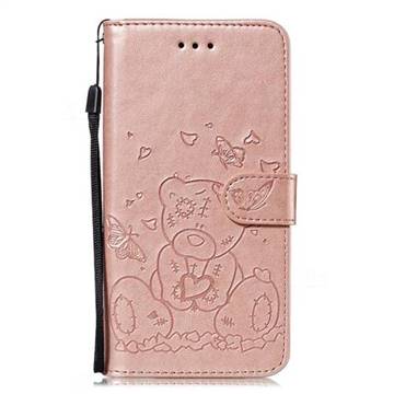 Embossing Butterfly Heart Bear Leather Wallet Case For Samsung Galaxy S9 Plus S9 Rose Gold Leather Case Guuds