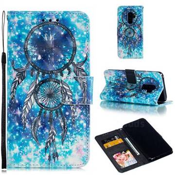 Blue Wind Chime 3D Painted Leather Phone Wallet Case for Samsung Galaxy S9 Plus(S9+)