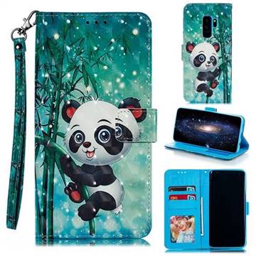 Cute Panda 3D Painted Leather Phone Wallet Case for Samsung Galaxy S9 Plus(S9+)