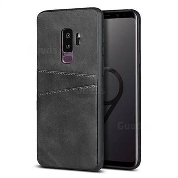 Simple Calf Card Slots Mobile Phone Back Cover for Samsung Galaxy S9 Plus(S9+) - Black