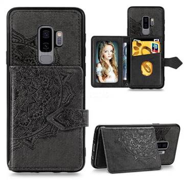 Mandala Flower Cloth Multifunction Stand Card Leather Phone Case for Samsung Galaxy S9 Plus(S9+) - Black