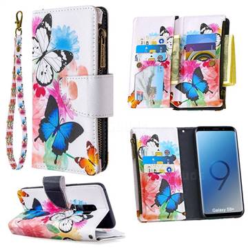 Vivid Flying Butterflies Binfen Color BF03 Retro Zipper Leather Wallet Phone Case for Samsung Galaxy S9 Plus(S9+)