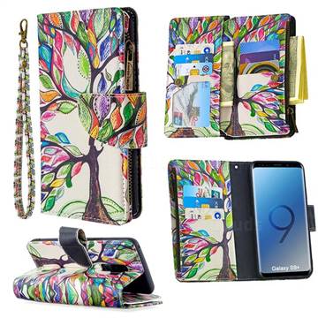The Tree of Life Binfen Color BF03 Retro Zipper Leather Wallet Phone Case for Samsung Galaxy S9 Plus(S9+)