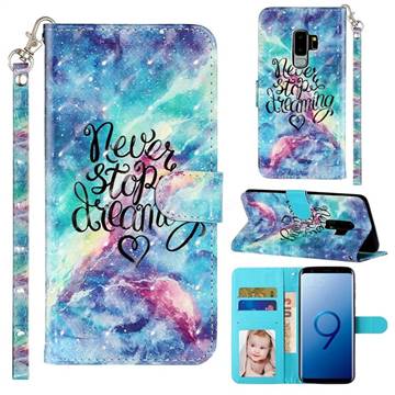 Blue Starry Sky 3D Leather Phone Holster Wallet Case for Samsung Galaxy S9 Plus(S9+)