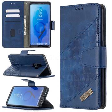 BinfenColor BF04 Color Block Stitching Crocodile Leather Case Cover for Samsung Galaxy S9 Plus(S9+) - Blue