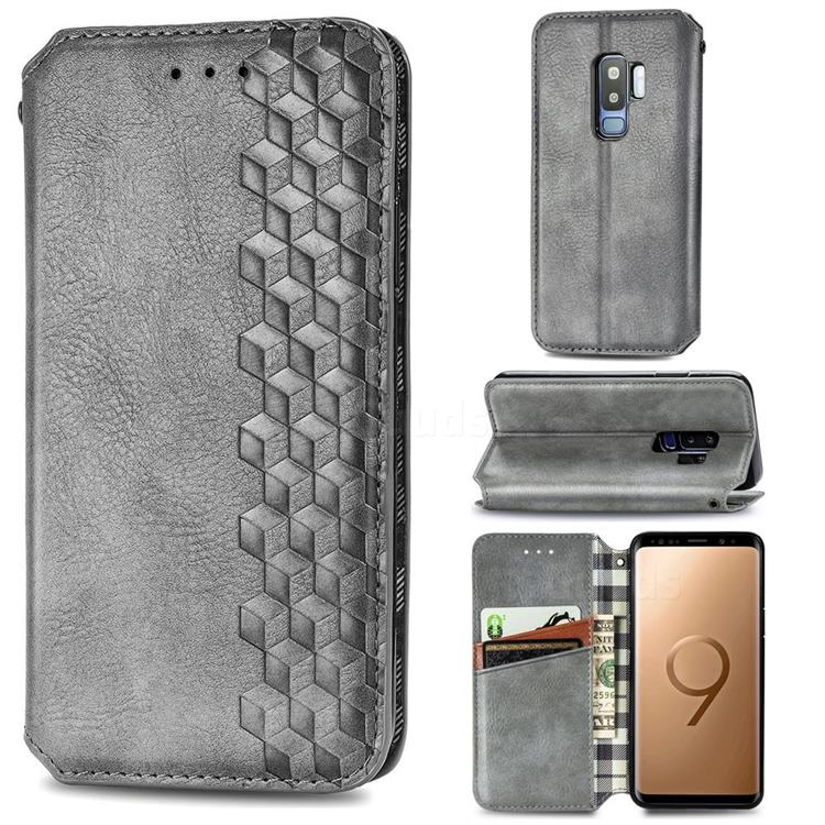 Ultra Slim Fashion Business Card Magnetic Automatic Suction Leather Flip Cover for Samsung Galaxy S9 Plus(S9+) - Grey