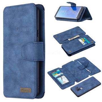 Binfen Color BF07 Frosted Zipper Bag Multifunction Leather Phone Wallet for Samsung Galaxy S9 Plus(S9+) - Blue