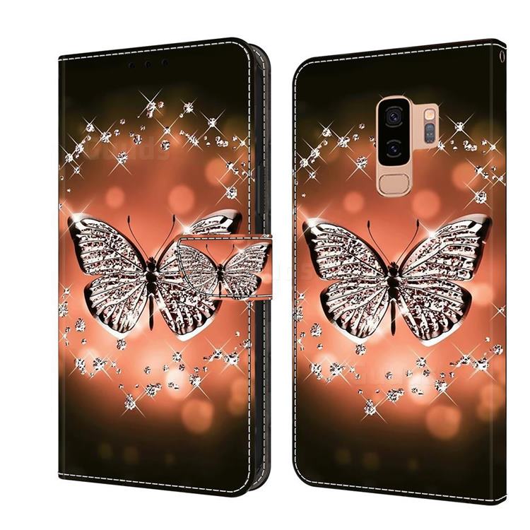 Crystal Butterfly Crystal PU Leather Protective Wallet Case Cover for Samsung Galaxy S9 Plus(S9+)