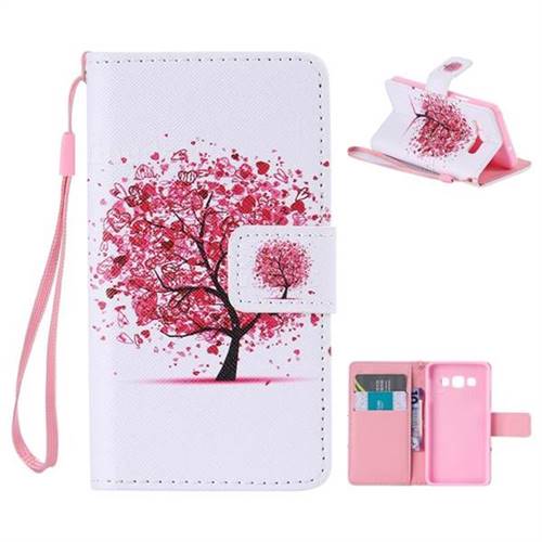 Colored Red Tree PU Leather Wallet Case for Samsung Galaxy A3 2015 A300