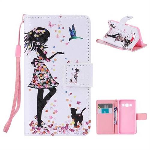 Petals and Cats PU Leather Wallet Case for Samsung Galaxy A3 2015 A300