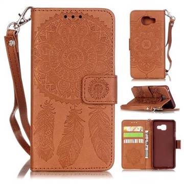 Embossing Campanula Flower Leather Wallet Case for Samsung Galaxy A3 2016 A310 - Brown