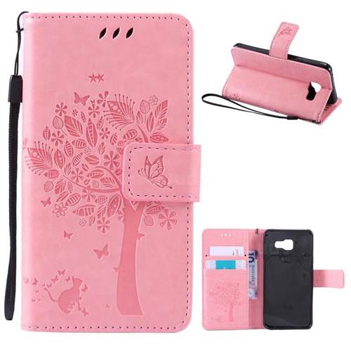 Embossing Butterfly Tree Leather Wallet Case for Samsung Galaxy A3 2016 A310 - Pink