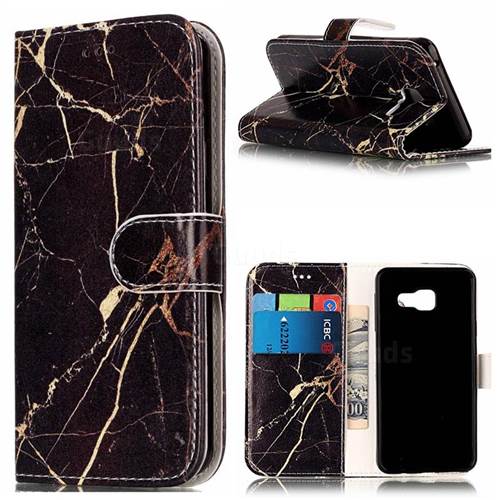 Black Gold Marble PU Leather Wallet Case for Samsung Galaxy A3 2016 A310