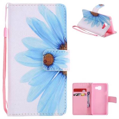 Blue Sunflower PU Leather Wallet Case for Samsung Galaxy A3 2016 A310