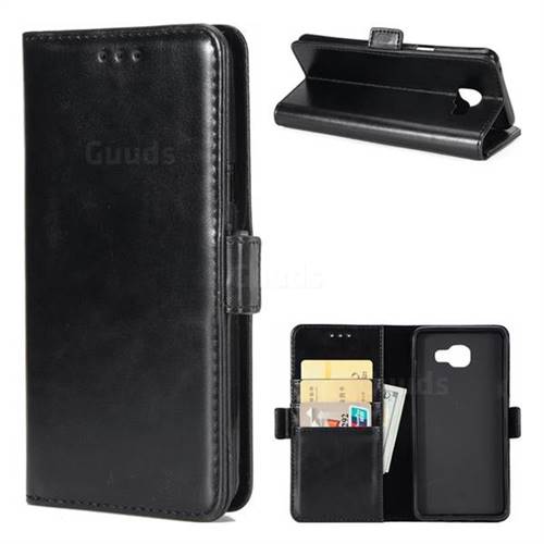 Luxury Crazy Horse PU Leather Wallet Case for Samsung Galaxy A3 2016 A310 - Black