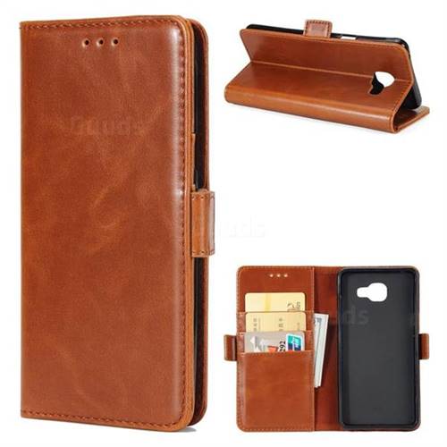 Luxury Crazy Horse PU Leather Wallet Case for Samsung Galaxy A3 2016 A310 - Brown