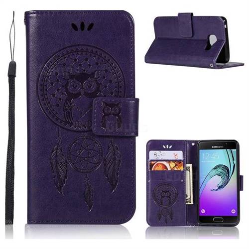 Intricate Embossing Owl Campanula Leather Wallet Case for Samsung Galaxy A3 2016 A310 - Brown