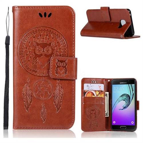 Intricate Embossing Owl Campanula Leather Wallet Case for Samsung Galaxy A3 2016 A310 - Purple
