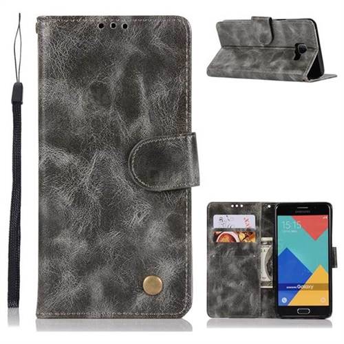 Luxury Retro Leather Wallet Case for Samsung Galaxy A3 2016 A310 - Gray