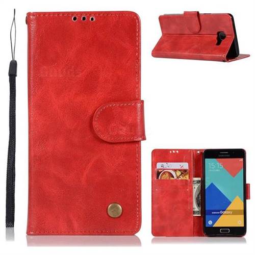 Luxury Retro Leather Wallet Case for Samsung Galaxy A3 2016 A310 - Red