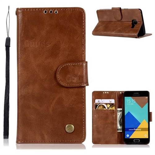 Luxury Retro Leather Wallet Case for Samsung Galaxy A3 2016 A310 - Brown