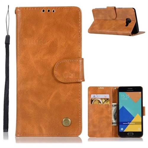 Luxury Retro Leather Wallet Case for Samsung Galaxy A3 2016 A310 - Golden