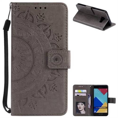 Intricate Embossing Datura Leather Wallet Case for Samsung Galaxy A3 2016 A310 - Gray