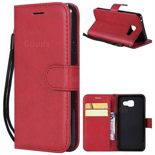 Retro Greek Classic Smooth PU Leather Wallet Phone Case for Samsung Galaxy A3 2016 A310 - Red