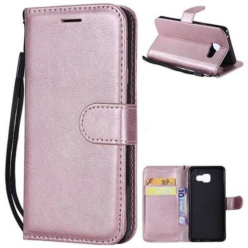 Retro Greek Classic Smooth PU Leather Wallet Phone Case for Samsung Galaxy A3 2016 A310 - Rose Gold
