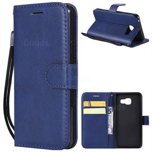 Retro Greek Classic Smooth PU Leather Wallet Phone Case for Samsung Galaxy A3 2016 A310 - Blue