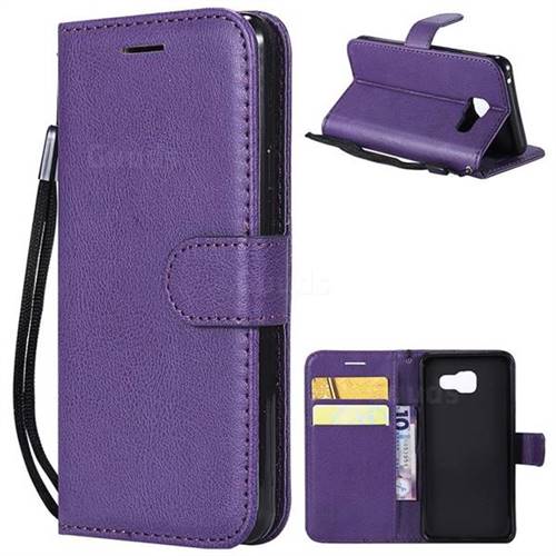 Retro Greek Classic Smooth PU Leather Wallet Phone Case for Samsung Galaxy A3 2016 A310 - Purple