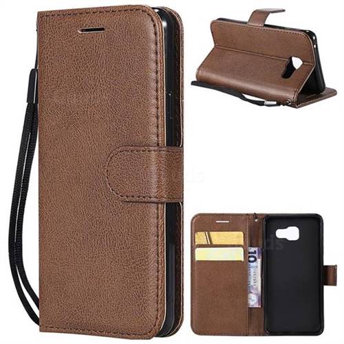 Retro Greek Classic Smooth PU Leather Wallet Phone Case for Samsung Galaxy A3 2016 A310 - Brown
