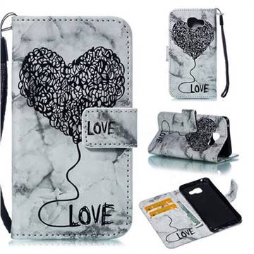Marble Heart PU Leather Wallet Phone Case for Samsung Galaxy A3 2016 A310 - Black