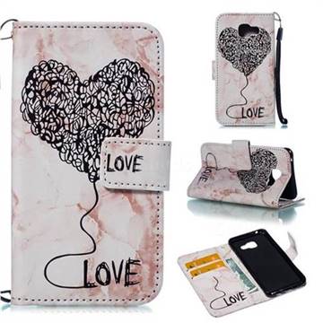 Marble Heart PU Leather Wallet Phone Case for Samsung Galaxy A3 2016 A310 - Purple
