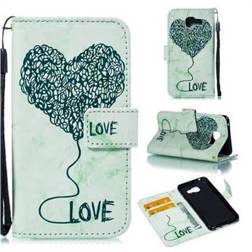 Marble Heart PU Leather Wallet Phone Case for Samsung Galaxy A3 2016 A310 - Green