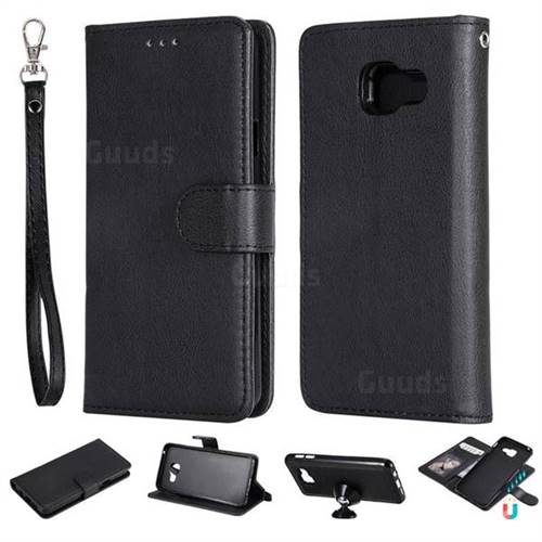 Retro Greek Detachable Magnetic PU Leather Wallet Phone Case for Samsung Galaxy A3 2016 A310 - Black