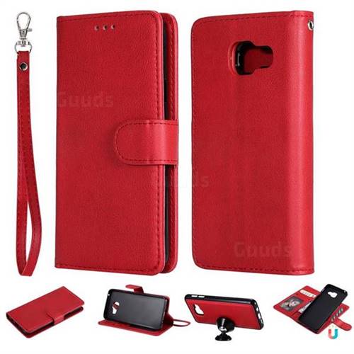 Retro Greek Detachable Magnetic PU Leather Wallet Phone Case for Samsung Galaxy A3 2016 A310 - Red