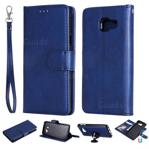 Retro Greek Detachable Magnetic PU Leather Wallet Phone Case for Samsung Galaxy A3 2016 A310 - Blue