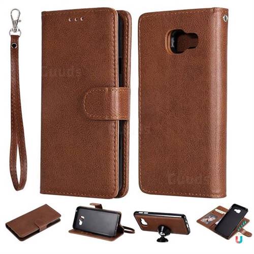 Retro Greek Detachable Magnetic PU Leather Wallet Phone Case for Samsung Galaxy A3 2016 A310 - Brown