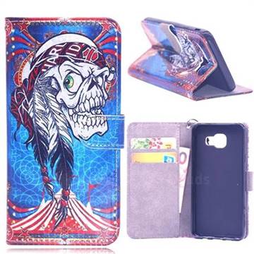 Tribal Feather Skull Laser Light PU Leather Wallet Case for Samsung Galaxy A3 2016 A310