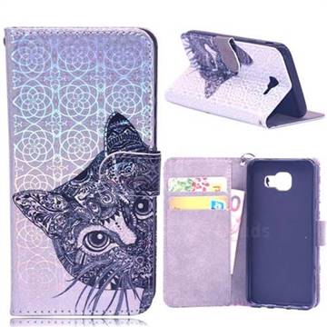 Met Tattoo Cat Laser Light PU Leather Wallet Case for Samsung Galaxy A3 2016 A310