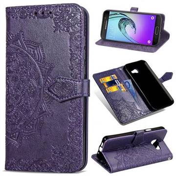 Embossing Imprint Mandala Flower Leather Wallet Case for Samsung Galaxy A3 2016 A310 - Purple