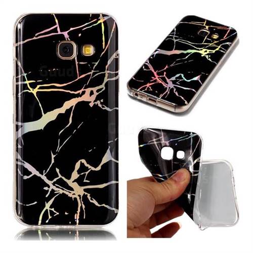 Color Plating Marble Pattern Soft TPU Case for Samsung Galaxy A3 2017 A320 - Black