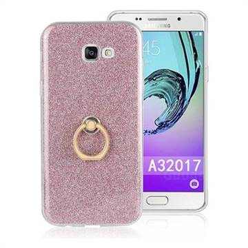 Luxury Soft TPU Glitter Back Ring Cover with 360 Rotate Finger Holder Buckle for Samsung Galaxy A3 2017 A320 - Pink